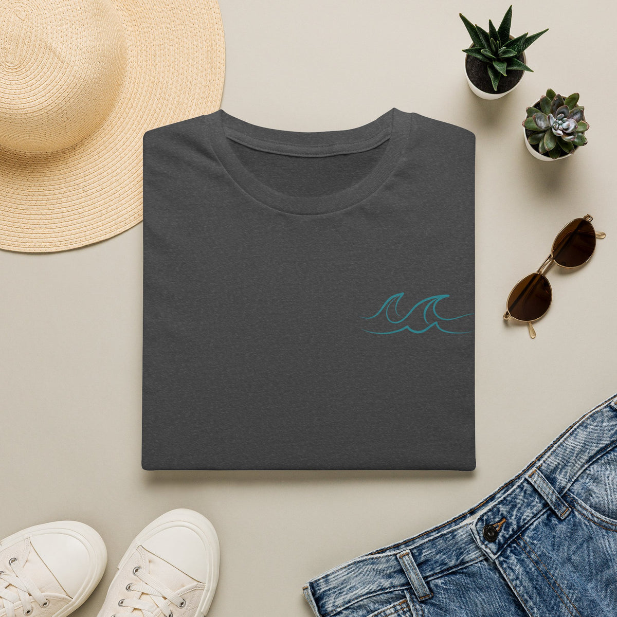 Happiness Comes in Waves T-Shirt- Colorful Lake & Beach Graphic Tee