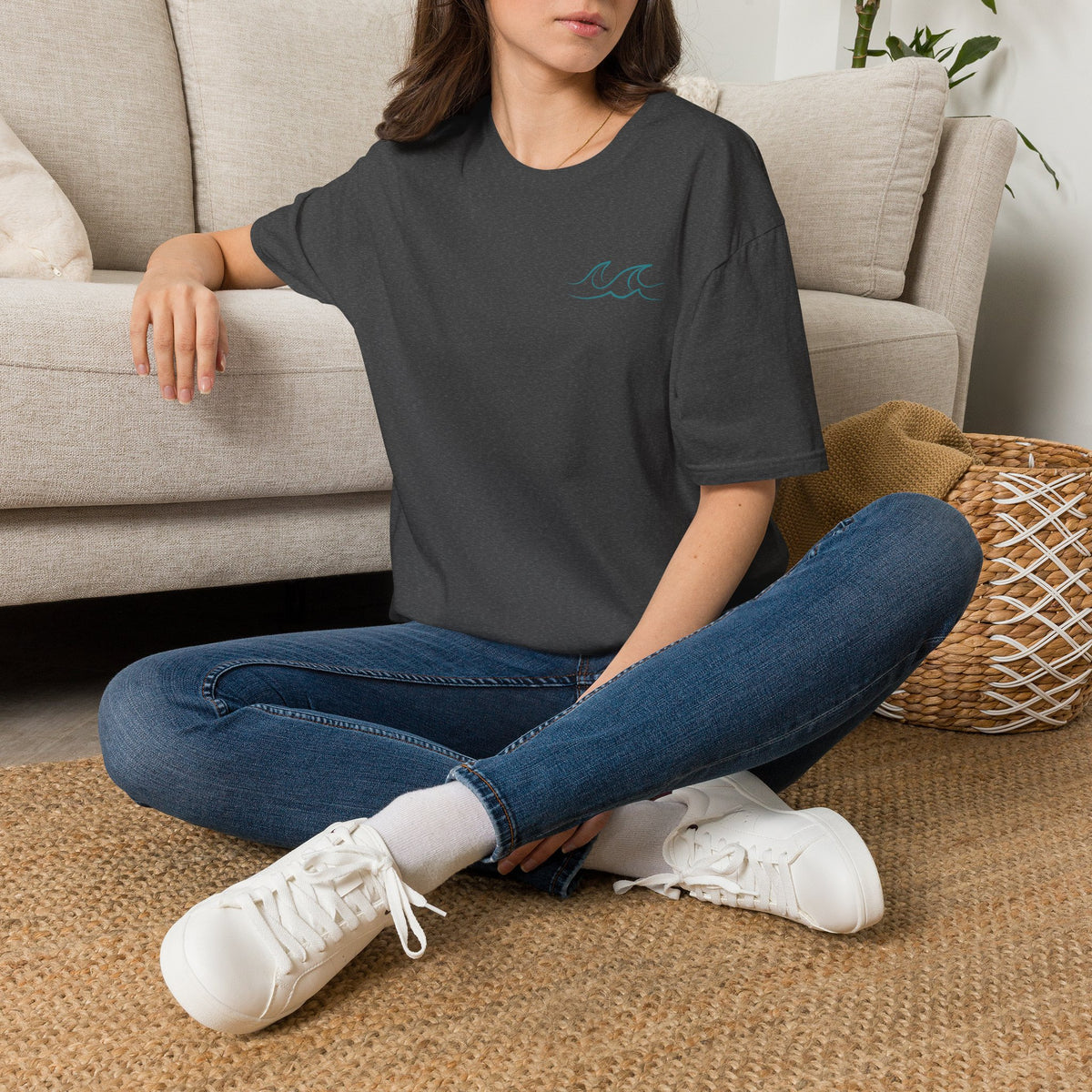 Happiness Comes in Waves T-Shirt- Colorful Lake & Beach Graphic Tee