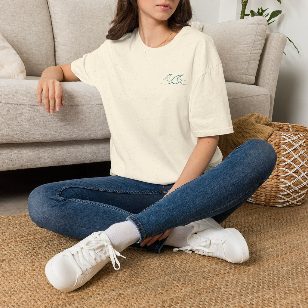 Happiness Comes in Waves T-Shirt- Colorful Lake & Beach Graphic Tee