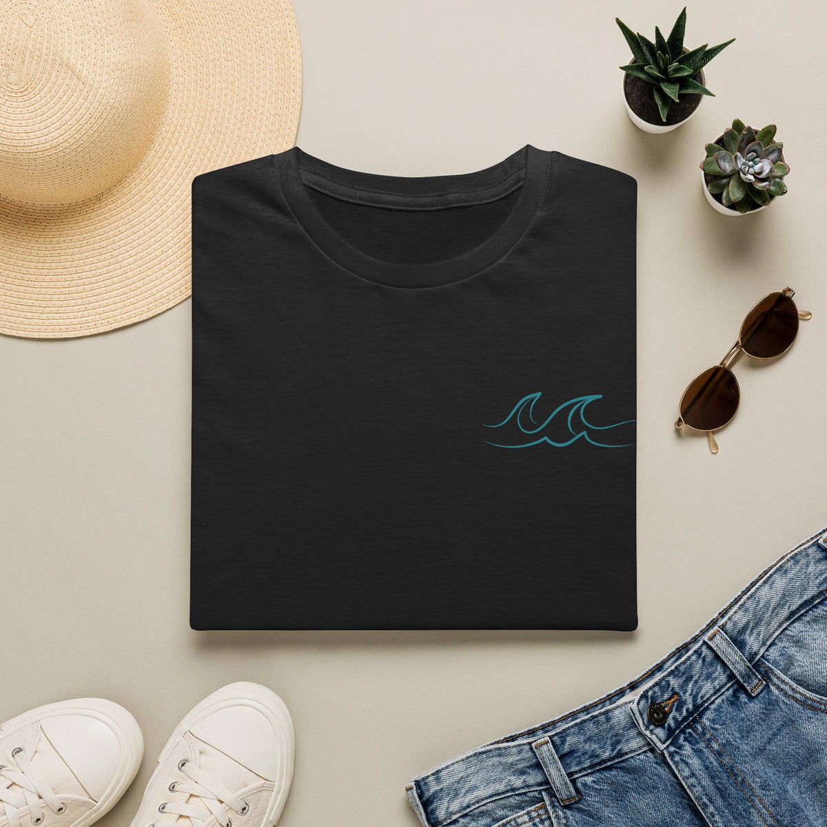 Happiness Comes in Waves T-Shirt- Colorful Lake & Beach Graphic Tee