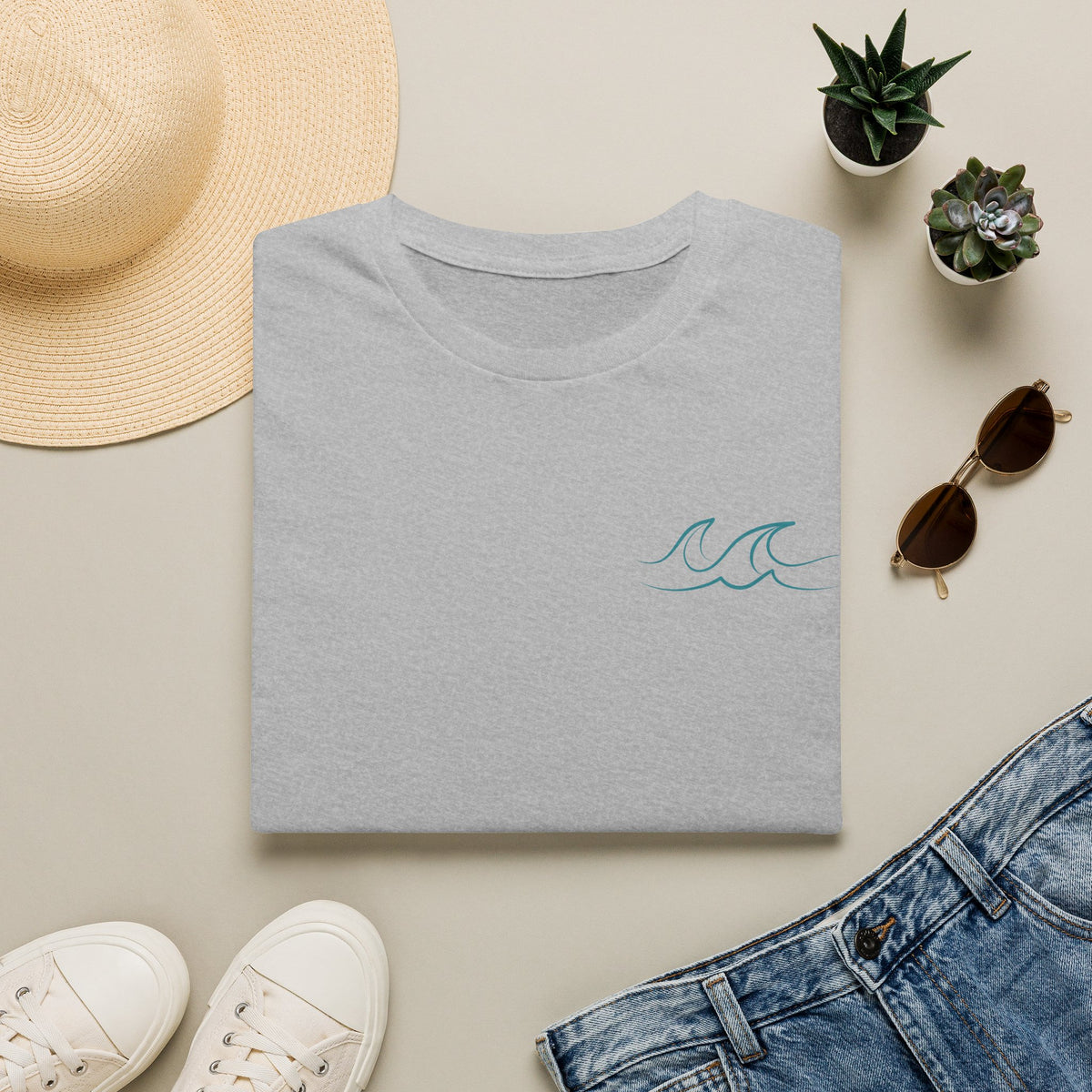 Happiness Comes in Waves T-Shirt- Colorful Lake & Beach Graphic Tee