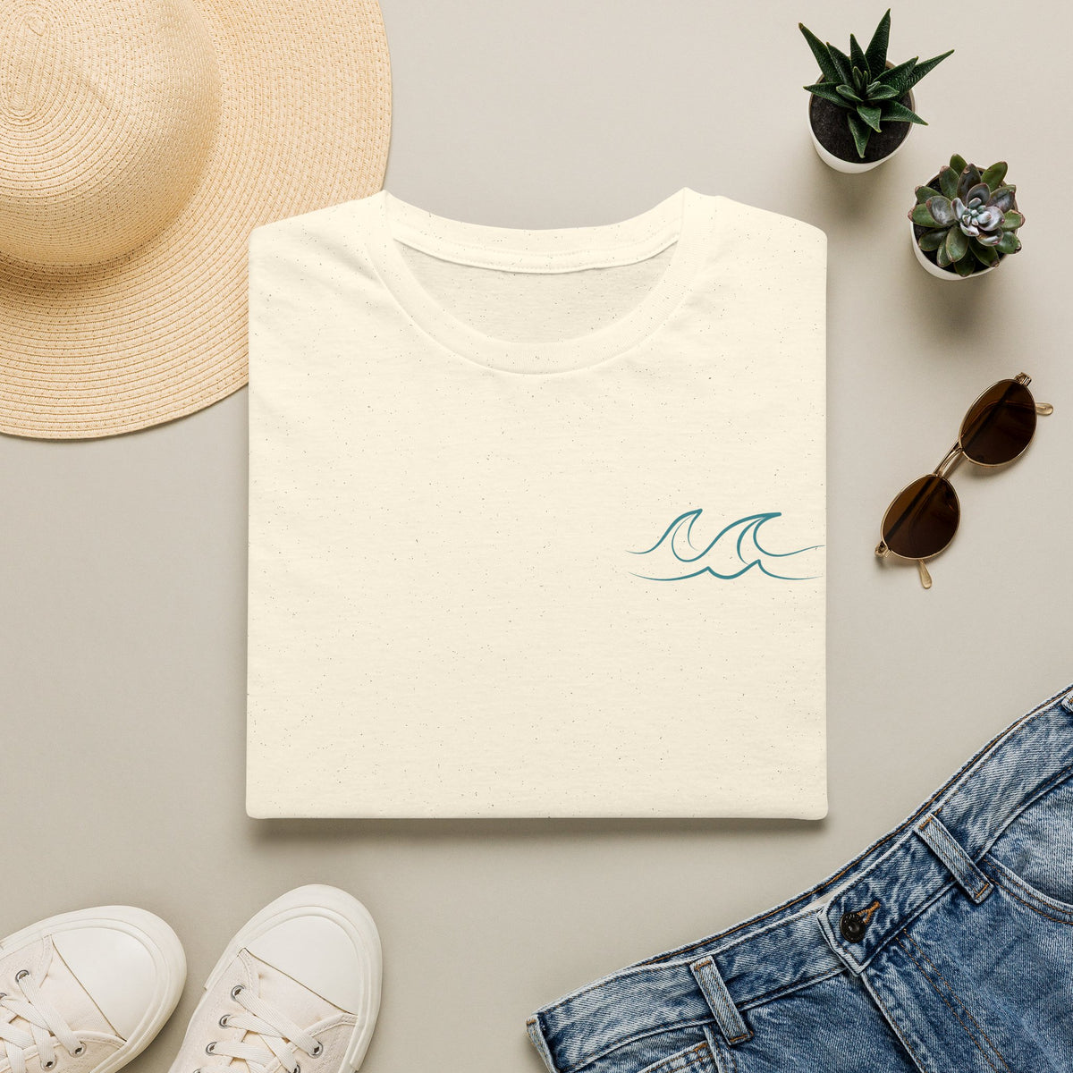 Happiness Comes in Waves T-Shirt- Colorful Lake & Beach Graphic Tee