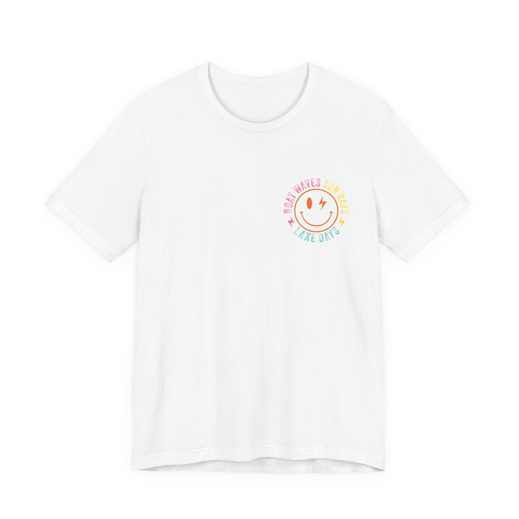 Boat Sun Lake Graphic Tee — Smile Waves Chest Logo