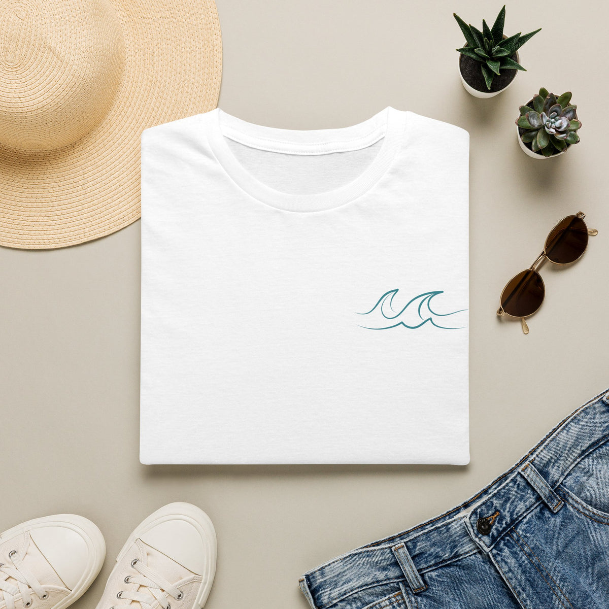 Happiness Comes in Waves T-Shirt- Colorful Lake & Beach Graphic Tee