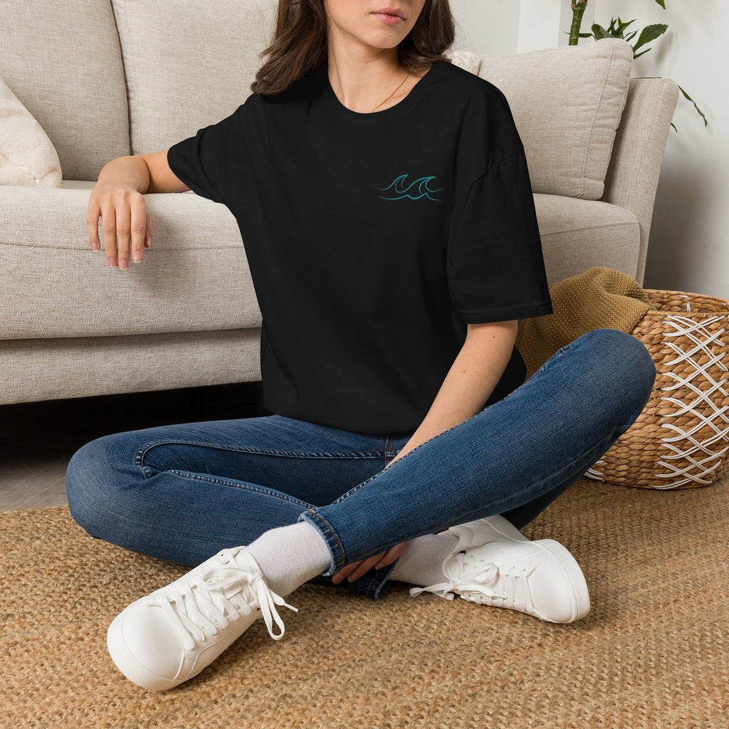 Happiness Comes in Waves T-Shirt- Colorful Lake & Beach Graphic Tee